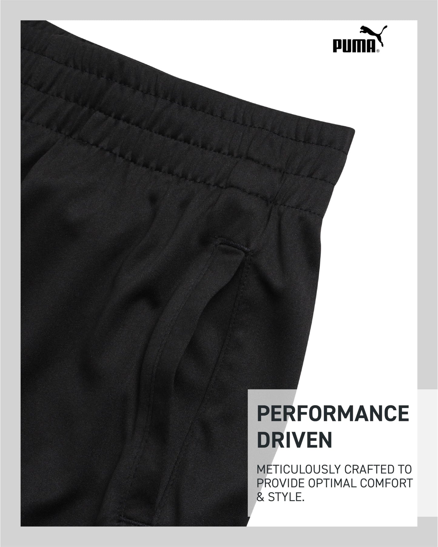 PUMA Boys Athletic Shorts - Quick Dry Breathable Interlock Performance Boys Basketball Shorts with Pockets (Sizes: 4-20), Size 14-16, Puma Black/White