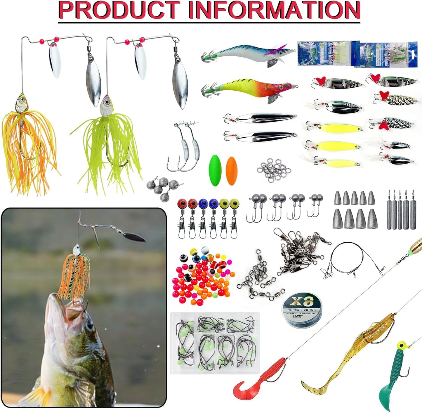 Fishing Lures Kit - 346-Piece Tackle Box Set with Crankbait, Minnow, Spinnerbaits & More for Freshwater/Saltwater Fishing