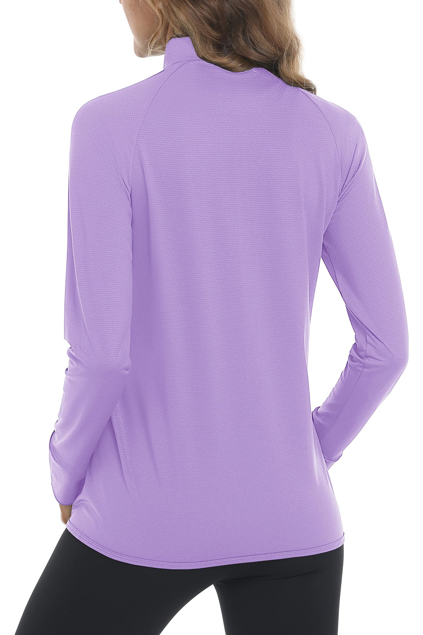 MAGCOMSEN Women's Hiking Jacket Lightweight Long Sleeve UPF 50+ Sun Protection Shirt Breathable SPF Shirts with Thumb Holes Light Purple 2XL