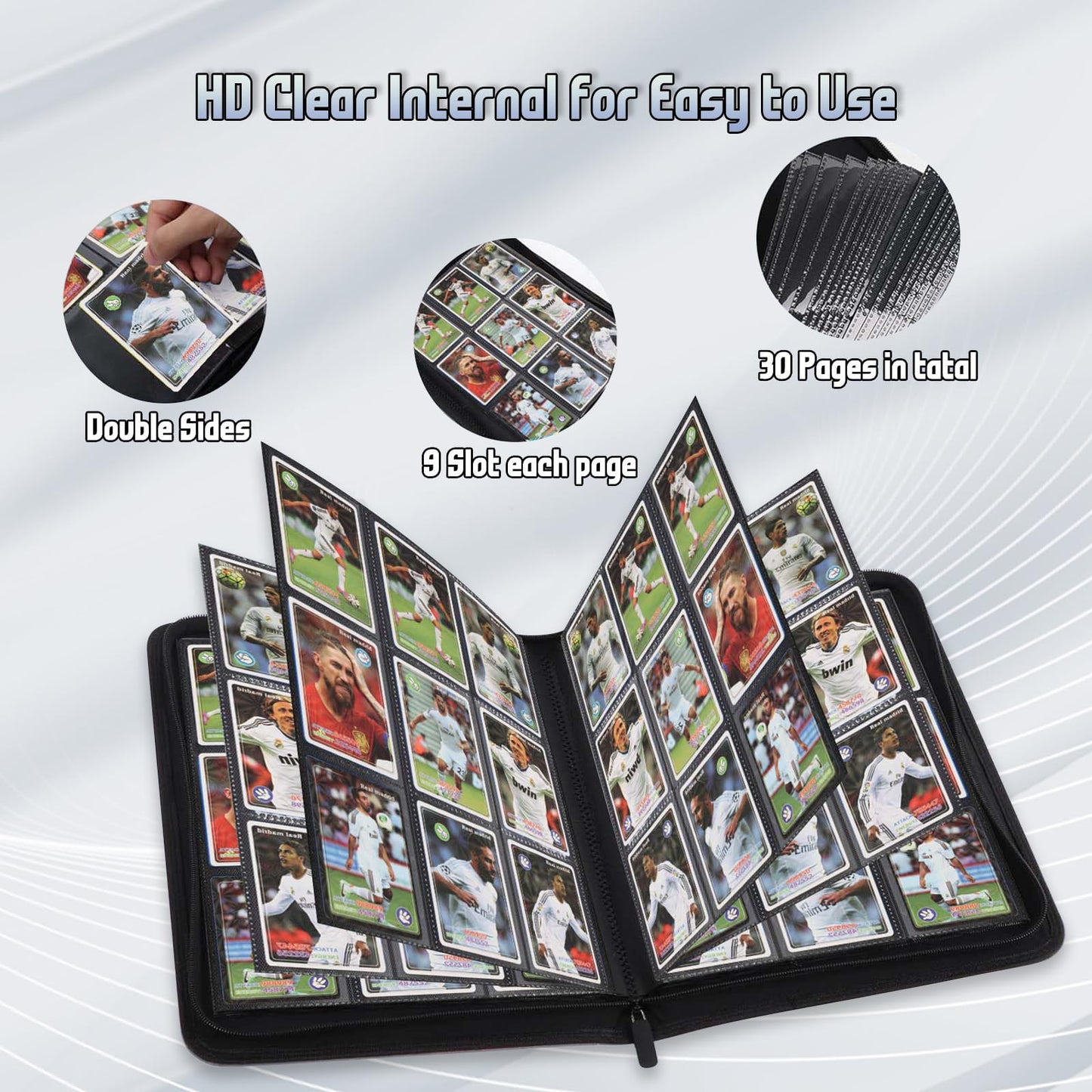 Trading Card Binder, Premium 9 Pocket Double Sided 540 Pocket PU Card Collection Binder, Collectible Trading Card Albums for MTG, TCG, Sport Card, Game Cards (Navy)