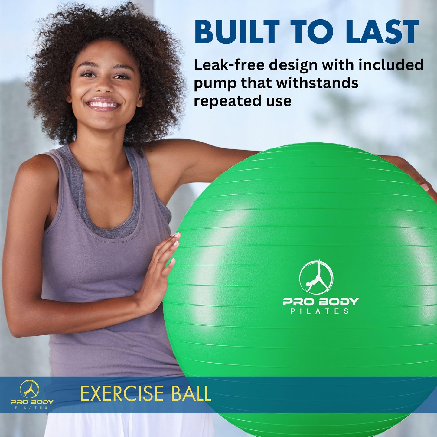 ProBody Pilates Yoga Ball - Gym Grade Exercise Ball (Green, 55 cm)