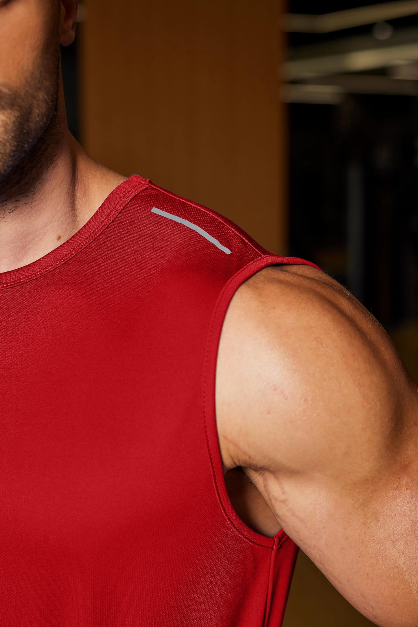 COOFANDY Sleeveless Shirts for Men Workout Tank Tops Moisture Wicking Muscle Shirt with Reflective Stripes Red X-Large