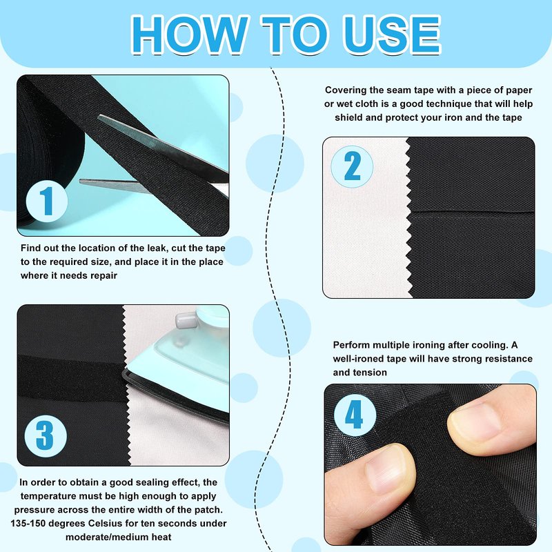 Outus Wetsuit Repair Iron On Seam Sealing Tape 32.8 Ft Seam Sealing Patch Waterproof for Neoprene Wetsuit Drysuit Fishing Suits Industrial Standard Carrier Material(1 Inch in Width,Black)