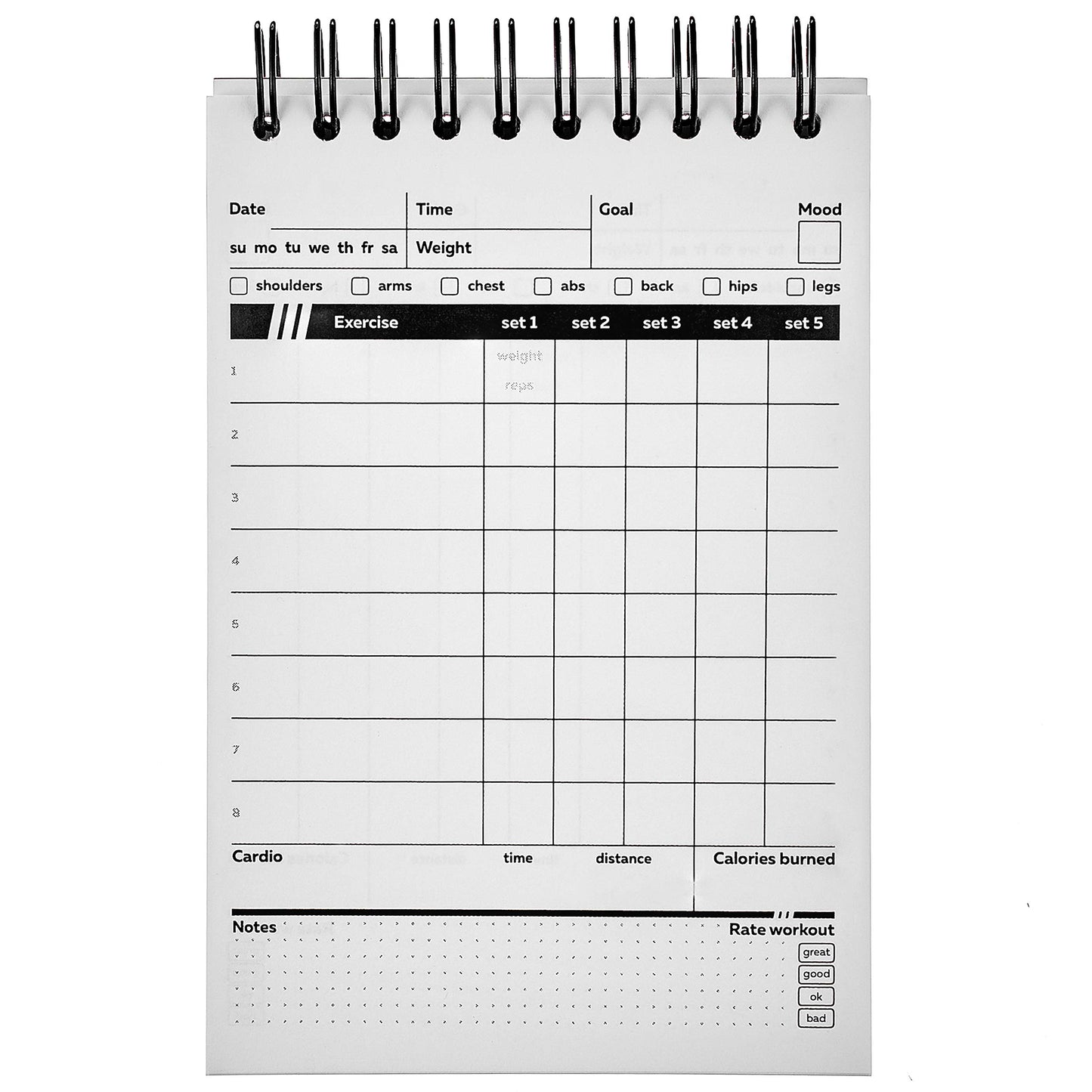 Gym Journal by ProFit – 128 Workouts, A6 (4 x 6 inches), 140 Pages, Wire-bound - Exercise Log Book Designed by Professionals to Get Things Done – Easy to Use Fitness Planner