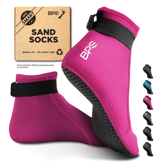 BPS 'Smart Sock' 3mm Neoprene Beach Water Socks Low Cut - for Surfing Swimming and Sand Activities Flexible Dive Socks Glued & Stitched Anti-Slip Wetsuit Boots for Men Women (Pink, XXXL)