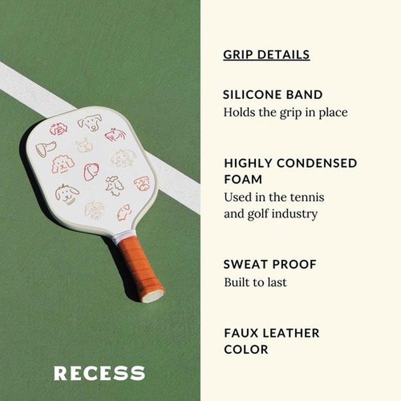 Recess Premium Pickleball Paddle, Rover - Strong & Durable Fiberglass Surface, Lightweight, Honeycomb Core & Comfort Grip Handles - Tournament or Casual Play, USAPA Approved