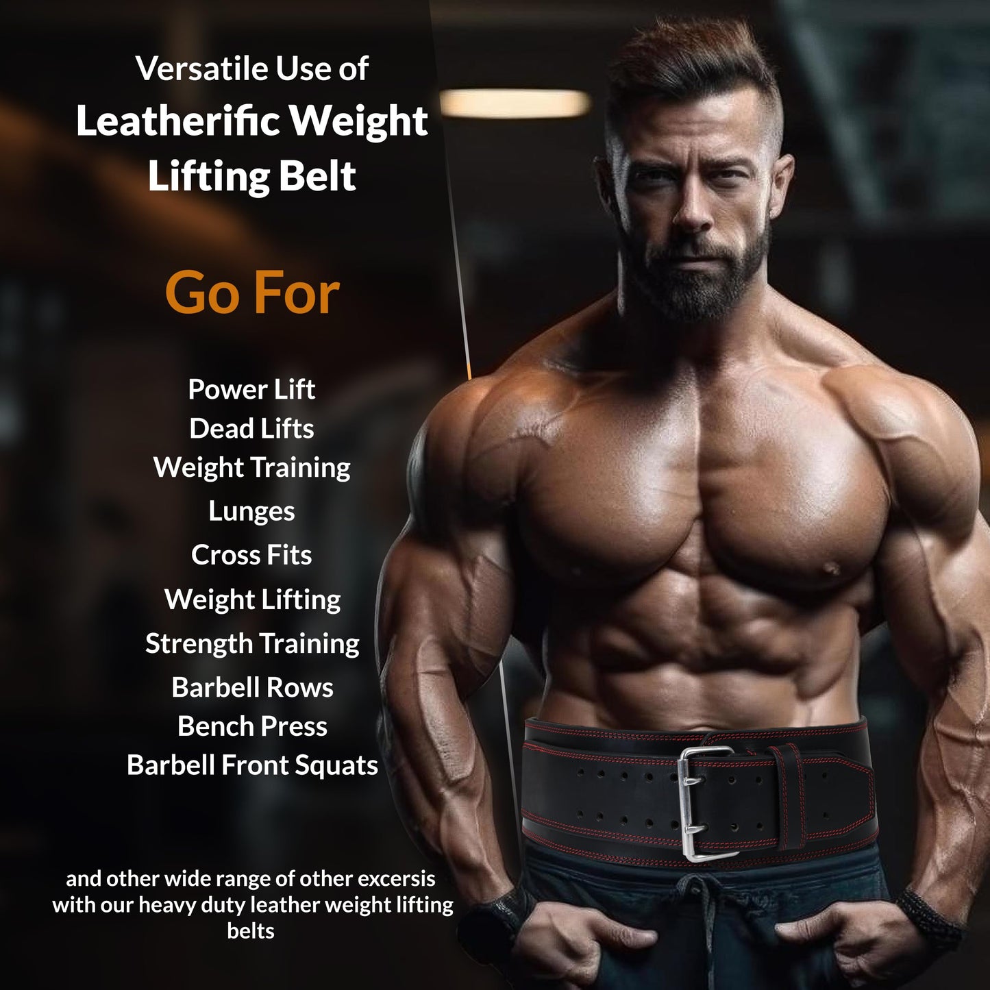 Leatherific | Genuine Leather Weight Lifting Belt | 8 mm Thick, 4" Wide | Heavy duty, Padded, Steel Buckle | For Bodybuilding, Cross Training, Weight Training, Lumbar Support (XL(Fits 40"-45"), Pecan