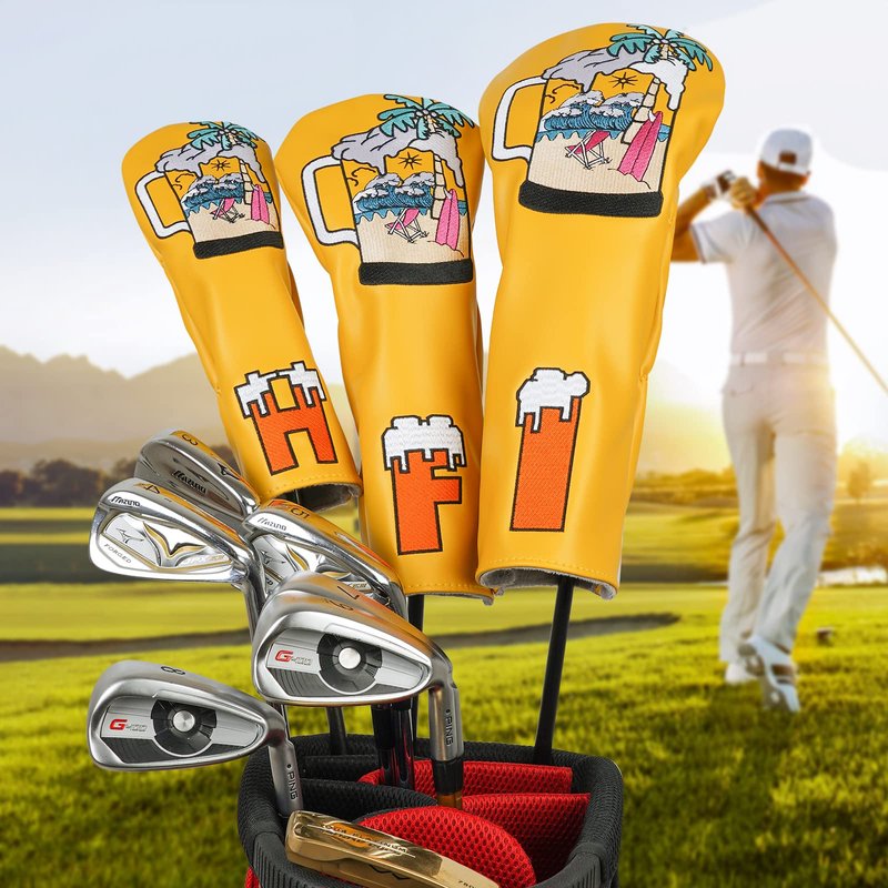 Craftsman Golf Beach Palm Tree Beer Yellow Leather 3 5 Fairway Wood Headcover Head Cover