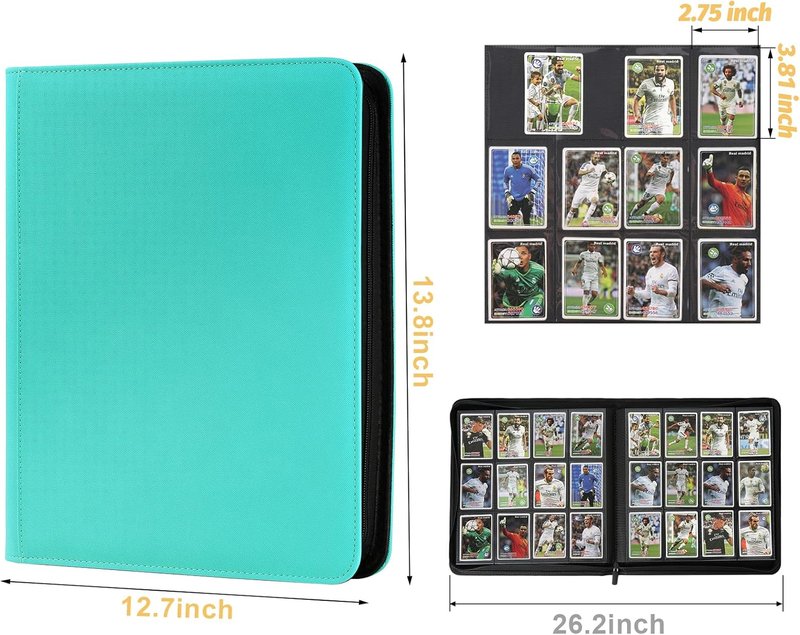 Trading Card Binder - 12 Pocket Album for MTG, TCG & Sports Cards | 720 Pockets, Lake Blue