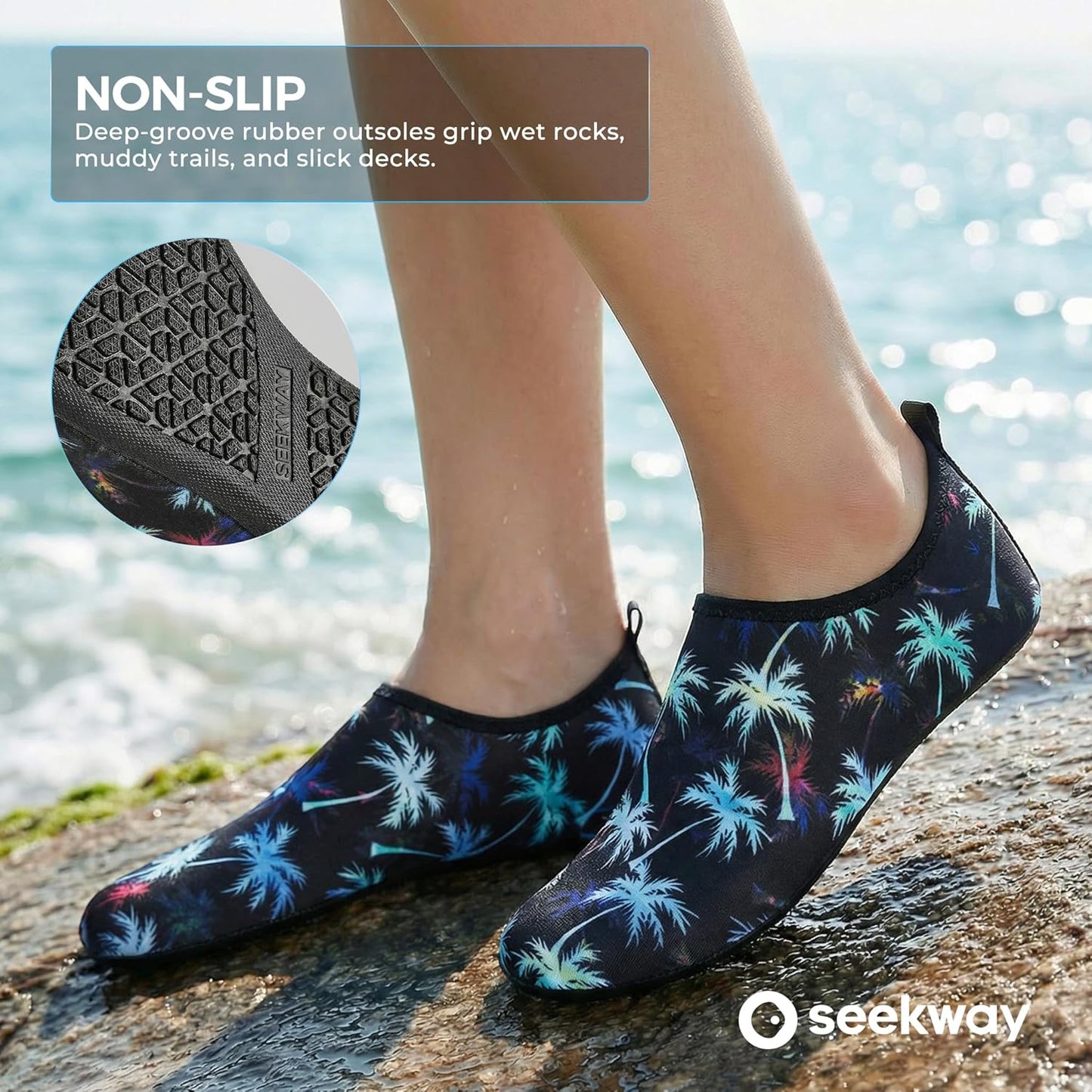 Water Shoes for Men & Women - Quick-Dry Aqua Socks with Non-Slip Design for Beach, Swim, River & Pool | Black
