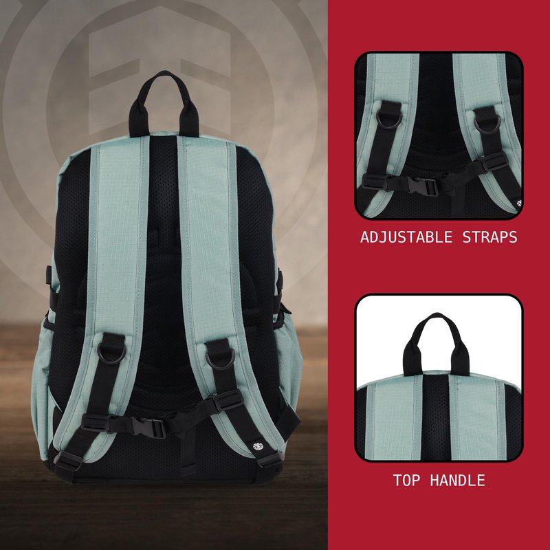 Element Backpack, Vertical Logo Skate Pack, Multi-Compartment Storage, Reflective Bungee Cord, Sage