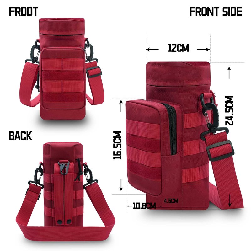 Tactical Water Bottle Pouch, Military Army Molle Water Pouches Carrier Holder for Hiking Camping Outdoor Sport Travel (RED)