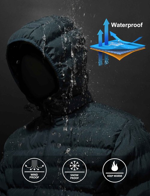 Little Donkey Andy Men's Down Jacket Windproof Warm Insulated Coat for Ski Snowboard Outdoor Dark Blue Heather XL