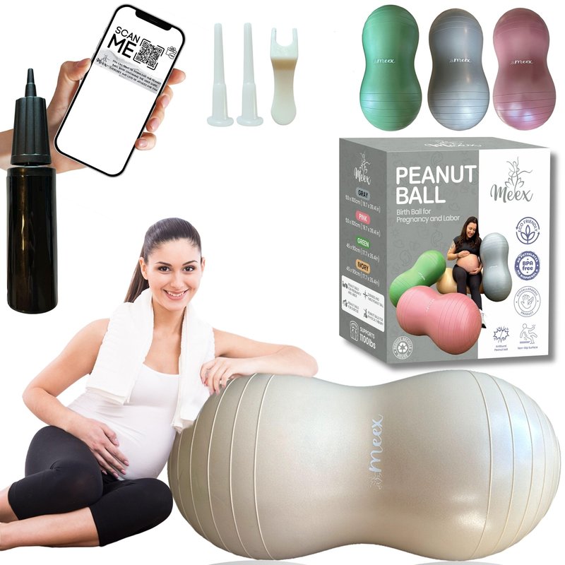 Peanut Ball Labor - Durable and Thick Birthing Ball for Pregnancy - Peanut Ball Pregnancy for Labor - Antiburst Birth Ball - Labor Ball - Peanut Exercise Ball - Pregnancy Ball - Ivory (Pump included)