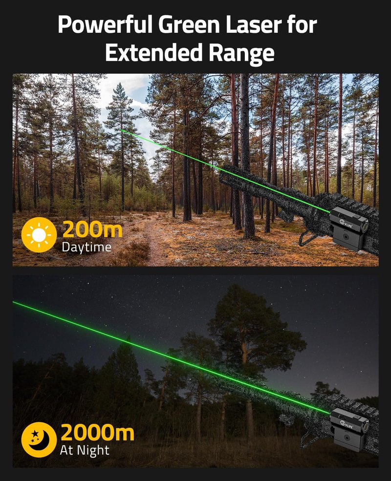 CVLIFE Rifle Green Laser Sight Compatible with M-Lok and Picatinny Rail Mount, Low Profile Green Laser for Rifle Magnetic Rechargeable Laser Beam Sight