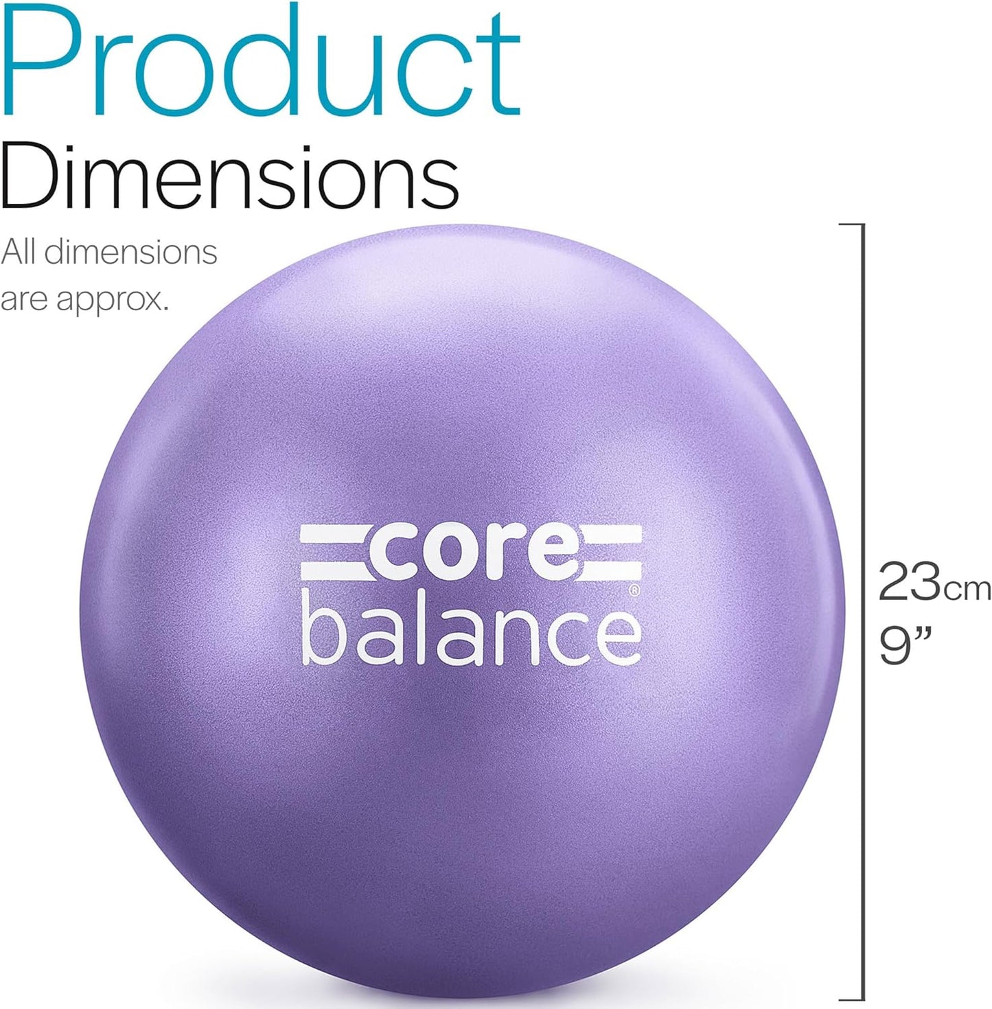 Core Balance 9 Inch Anti-Burst Pilates Ball | Mini Exercise Ball for Yoga, Barre, and Core Stability