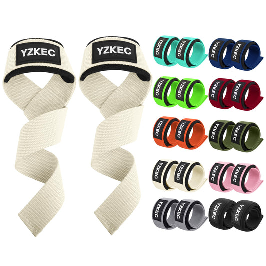 YZKEC 24" Cotton Weight Lifting Wrist Straps with Neoprene Cushioned Padded for Wrist Support and Protection，Weightlifting，Strength Training，Bodybuilding，Powerlifting，Dumbbell Workout，Men and Women