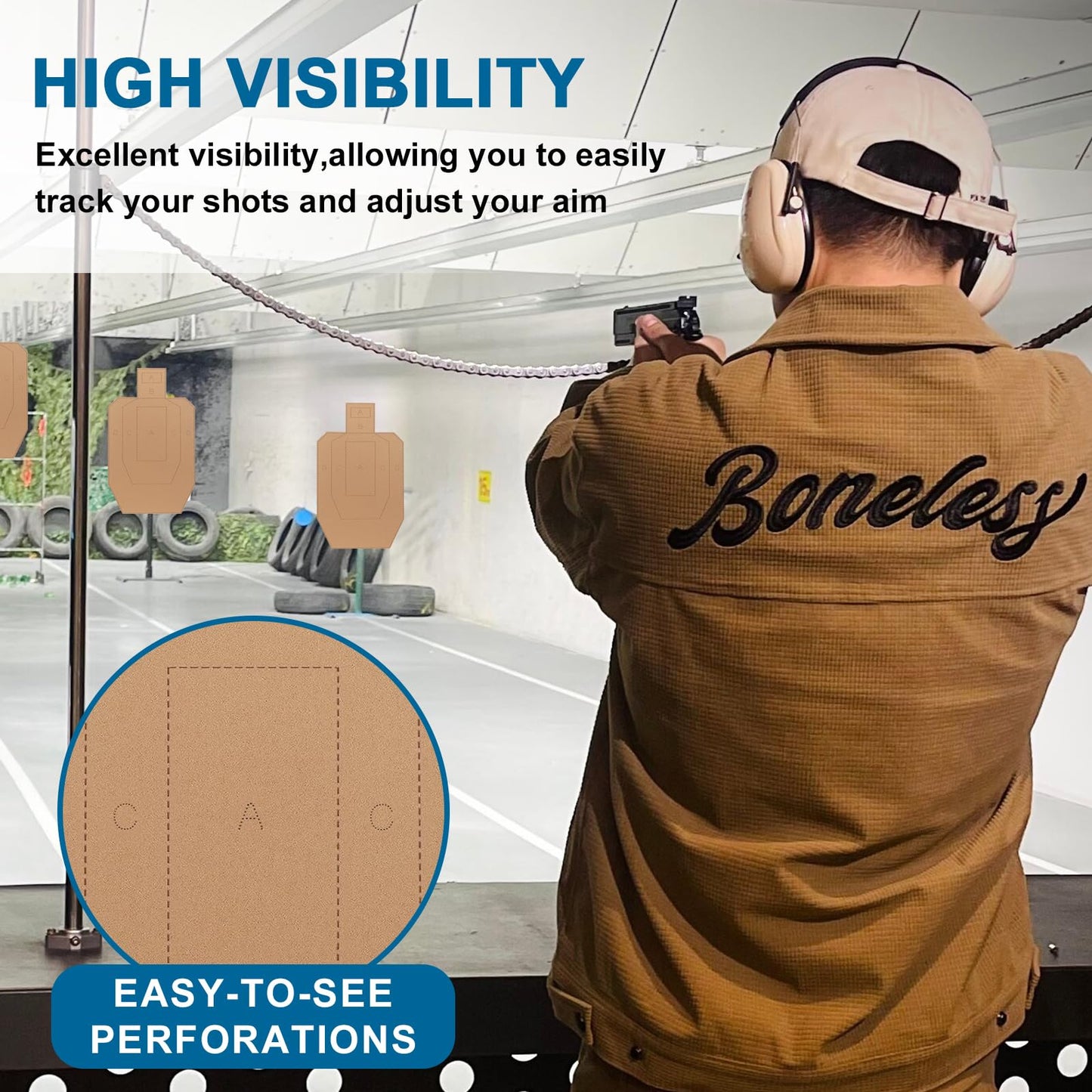 Shooting Targets – 30x18 Inch Cardboard Targets with 4 Clips – Heavy-Duty Corrugated for Pistol & Rifle Practice – Pre-Marked Scoring Zones for Range & Training Use