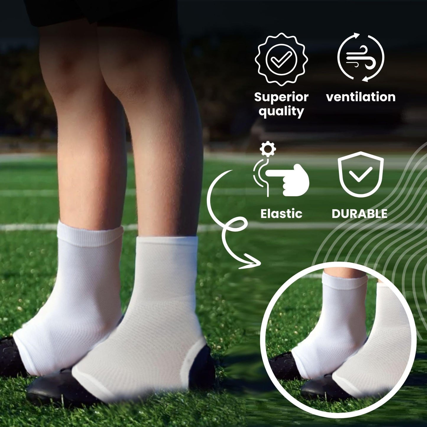 Pure Athlete Football Spats - Cleat Covers and Lace Band Sleeves for Turf Sports, Soccer, Cycling, Lacrosse, Drip Made for WR and Youth Players, Keeps Your Laces Tied (White, M)