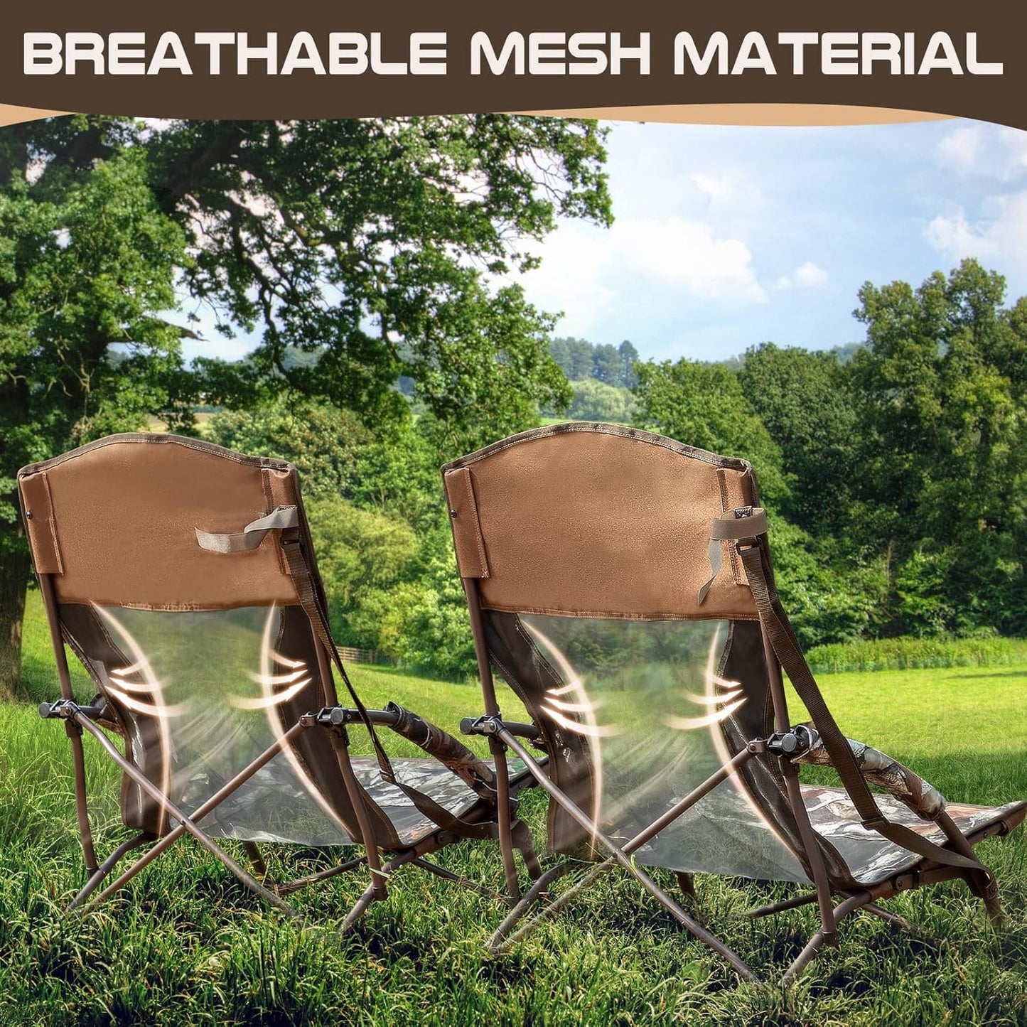 Lightweight Low Camping Chair - Heavy Duty Lawn Chair with Carry Bag for Concerts & Outdoor Travel | Perfect for Turkey Hunting
