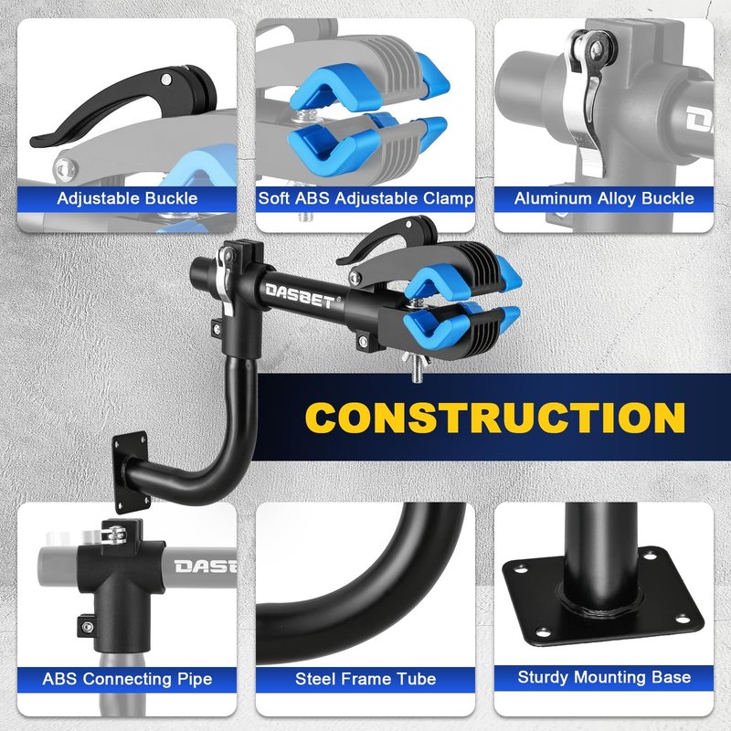 DASBET Bent Bike Repair Stand | Wall Mounted Bike Work Stand with Adjustable Clamp Bench Mount Bike Stand Bicycle Maintenance Rack Bike Clamp for Road Bike Mountain Bike