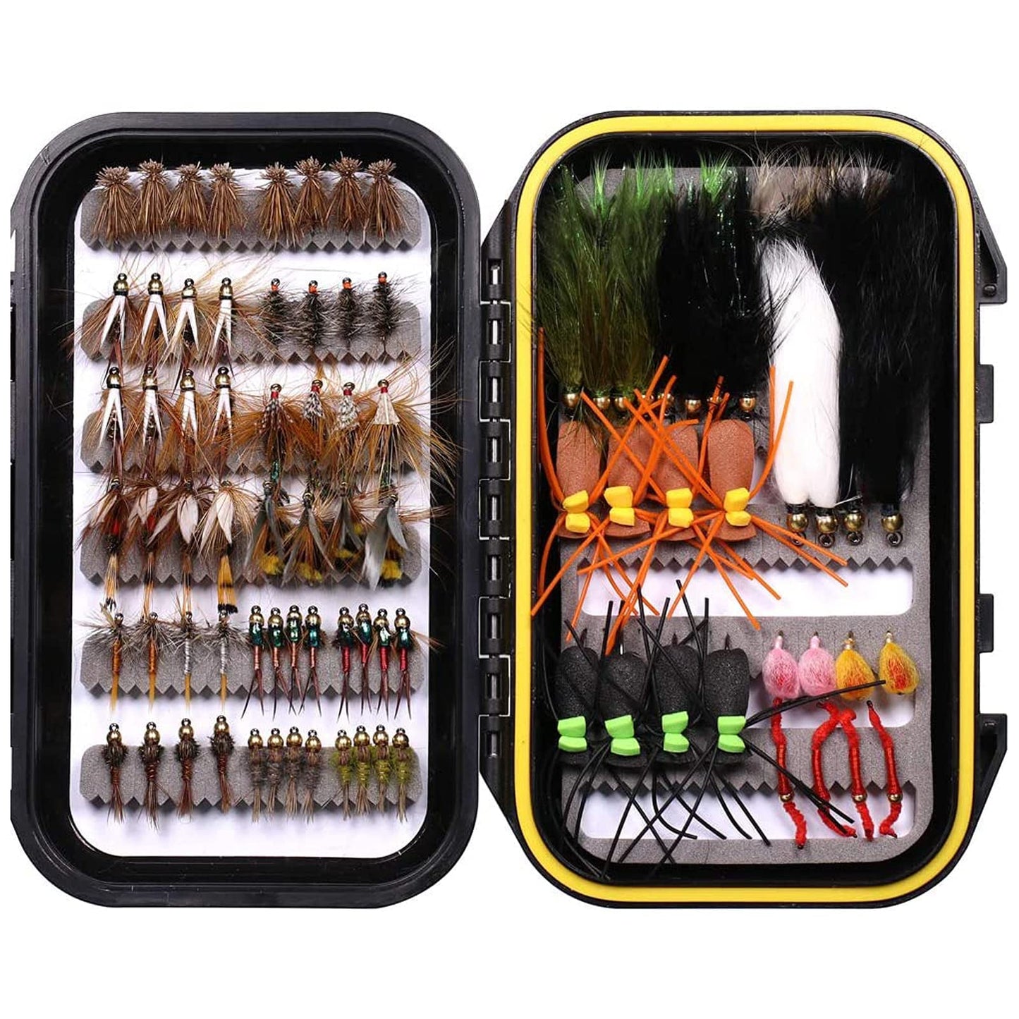 Wifreo 92pcs Fly Fishing Flies Assortment with Waterproof Fly Box