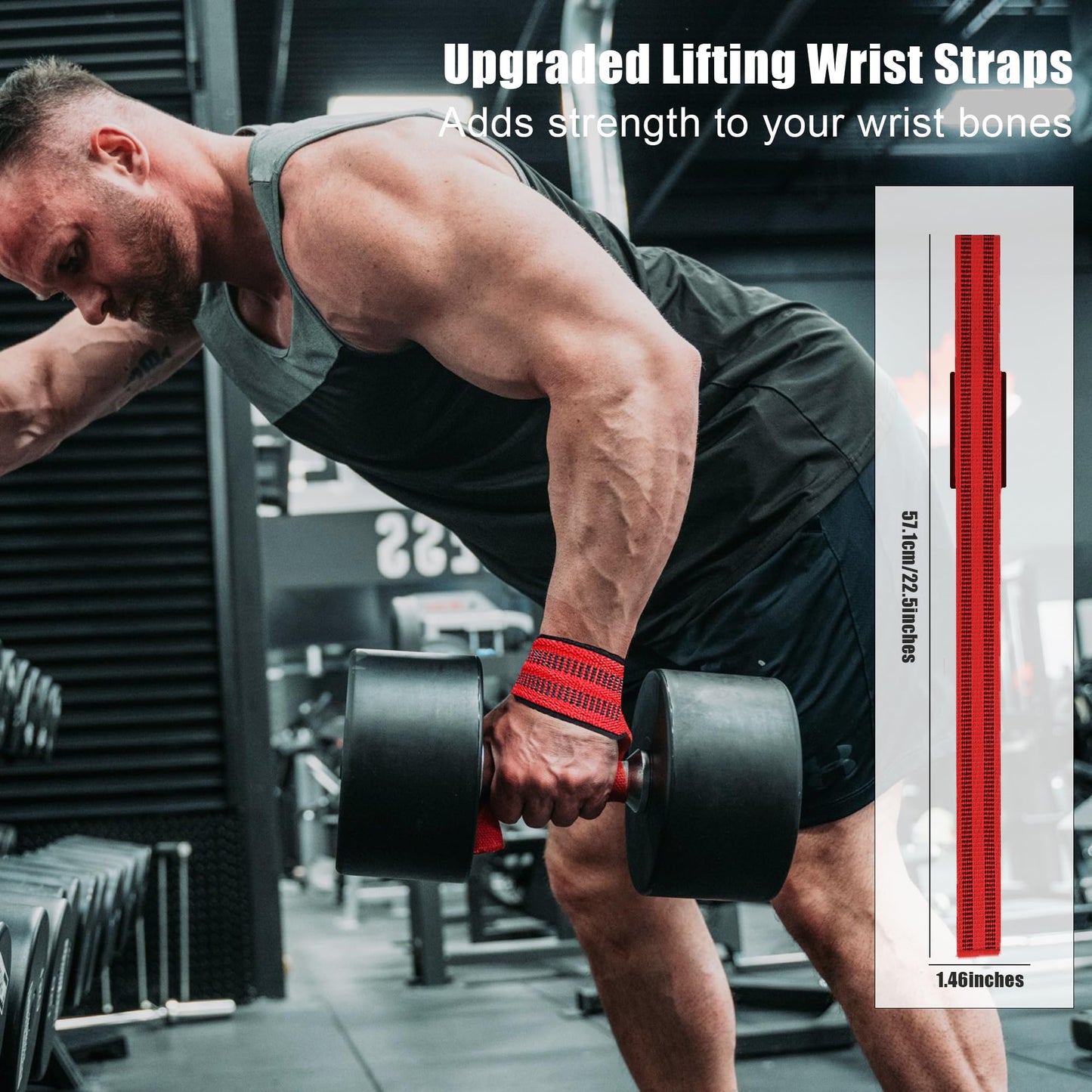 4 Pack Lifting Wrist Straps for Weightlifting, Lifting Straps for Gym Strength Training,Deadlifts,Workout, Men & Women Neoprene-padded Wrist Cushion Cotton Lift Straps with Anti-Skid Silicone -Red
