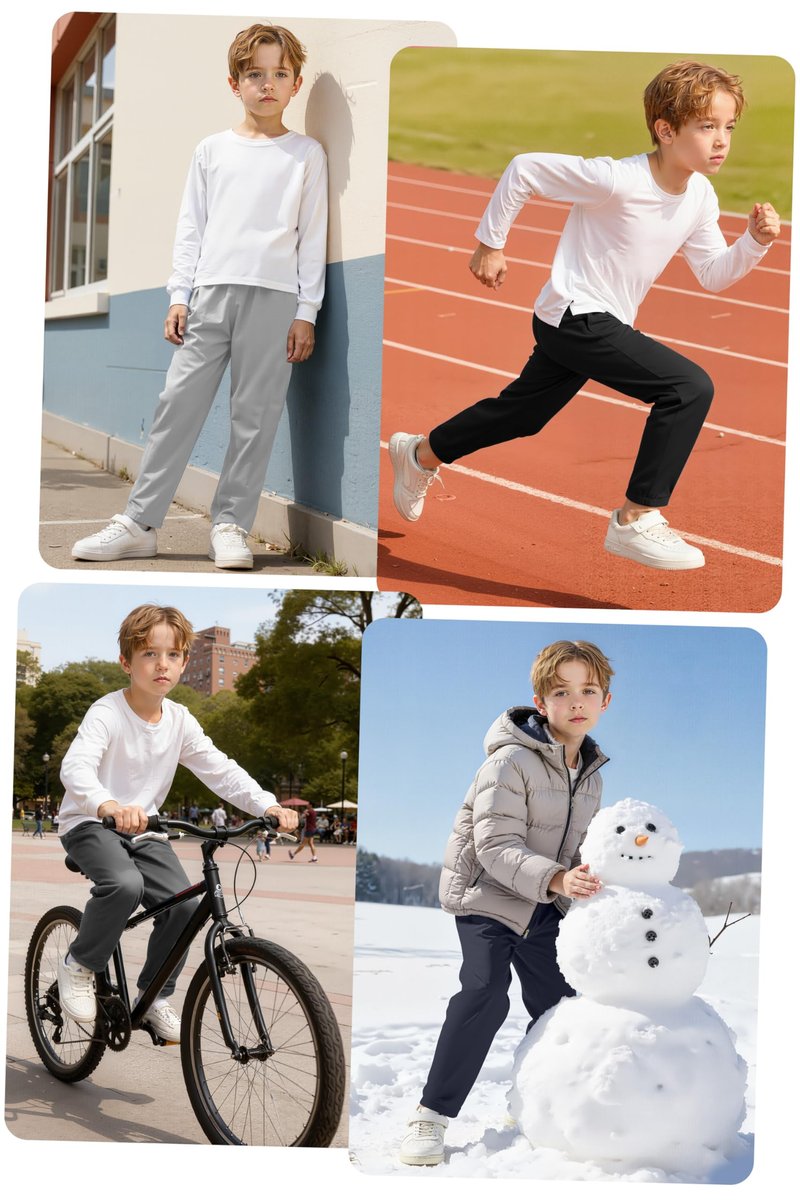 Resinta 4 Pack Boys' Fleece-Lined Open Bottom Sweatpants Boys Athletic Active Jogger Pants with Pockets and Drawstring Black Medium