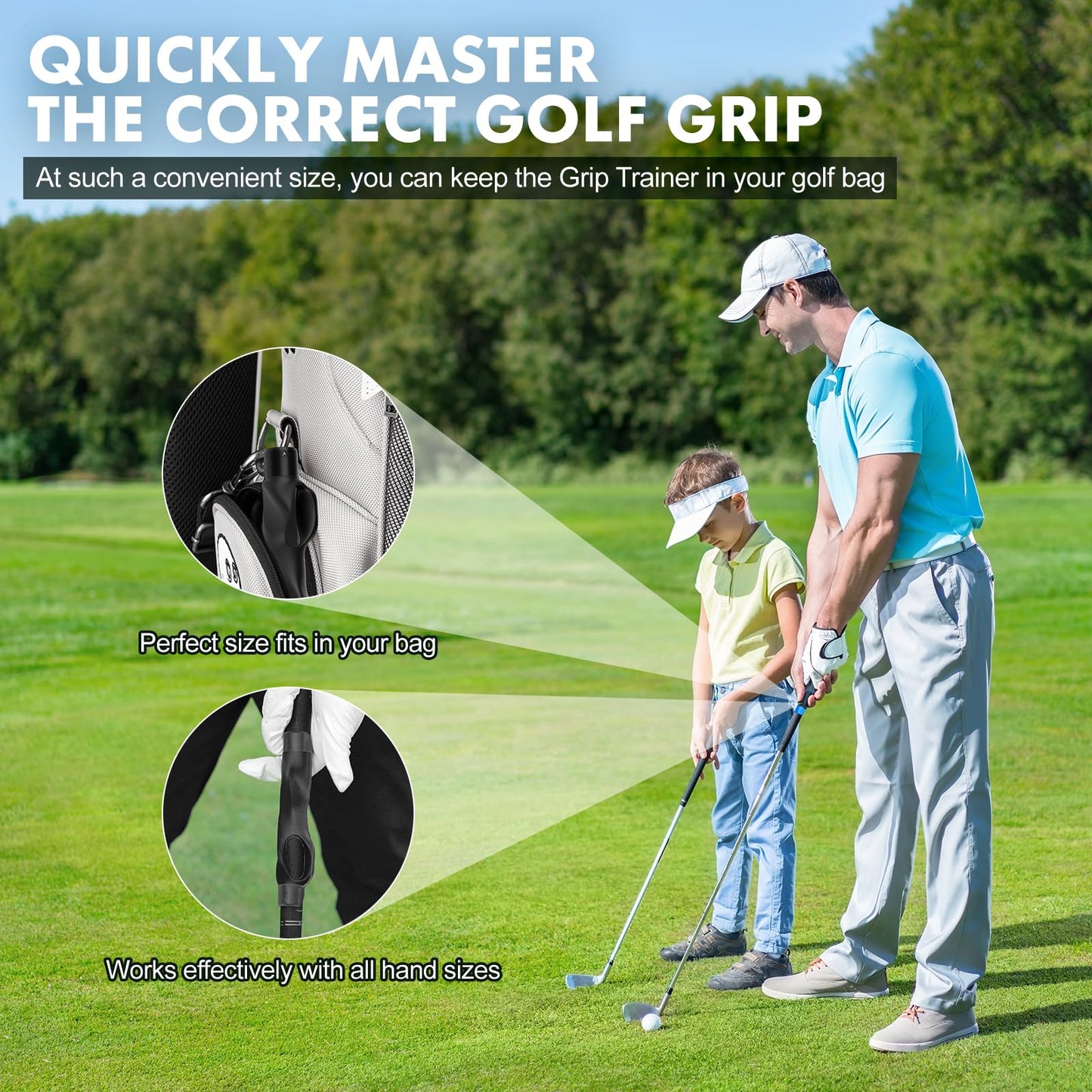 Golf Grip Trainer Golf Practice Tool, Easy To Carry to the Practice Area, Golf Swing Trainer Ensure the Right Grip Every Time, Golf Grip Training Aid, Improve Your Swing Rhythm,Golf Gifts (Black）