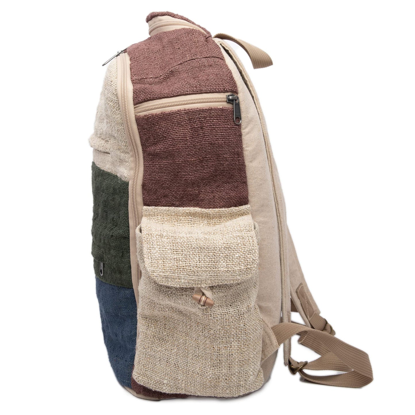 Large Hemp Backpack Multi 8 Functional Pocket Bag - Eco Friendly Unisex Rustic Durable Day Backpack by Freakmandu