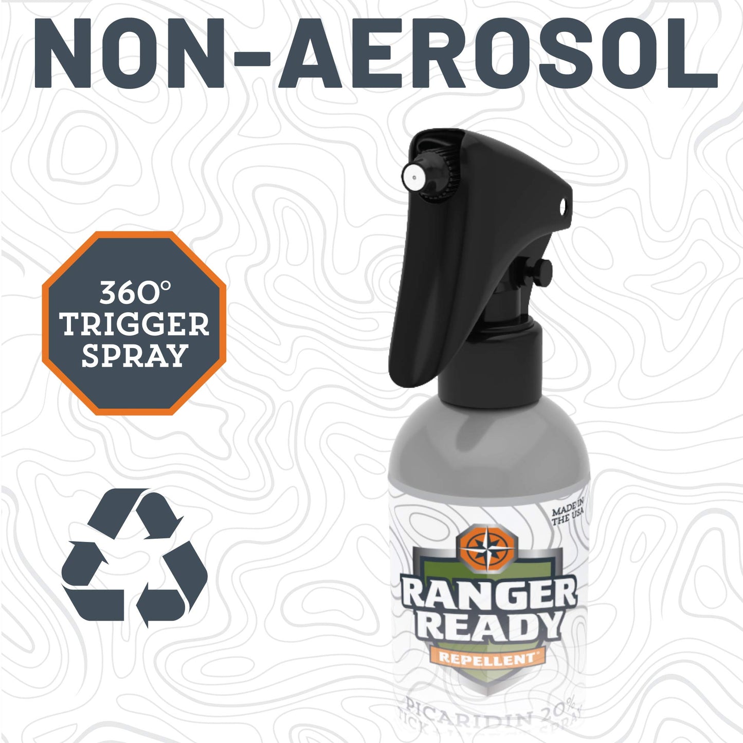 Ranger Ready Repellents Picaridin Insect Repellent Spray with Scent Zero - Tick and Mosquito Repellent Bug Spray (8 Fl Oz, Pack of 3)