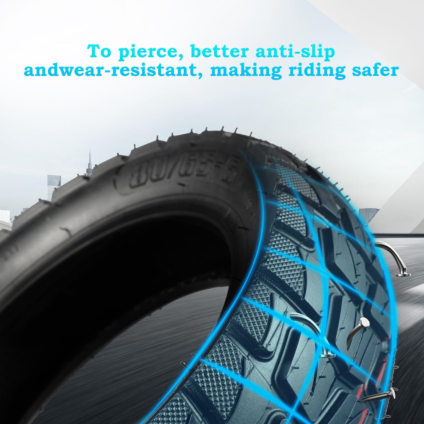 Relibupdater 80/65-6 scooter tire off Road，10in Tires Inner Tubes Replacement Thickened Pneumatic Tyres 255x80 10x3.0 Compatible with Electric Scooter Nanrobot D4/D6+ 2.0