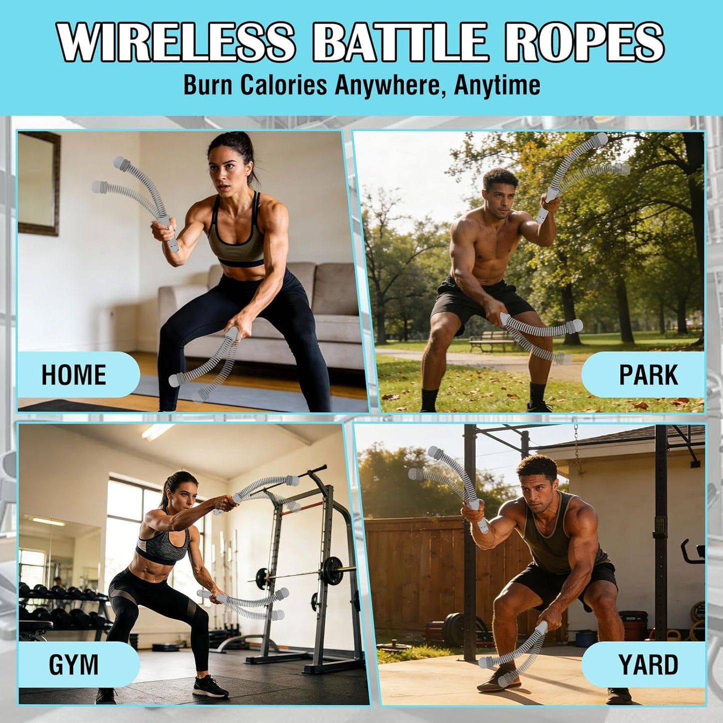 Ropeless Battle Ropes - Adjustable Weighted Rings for Home Gym | Cordless HIIT & Strength Training Equipment