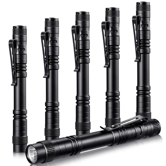 Honoson 6 Pieces LED Pen Light Flashlight Small Mini Flashlight Pocket Light Penlight with Clip Compact Torch for Inspection Work and Repair