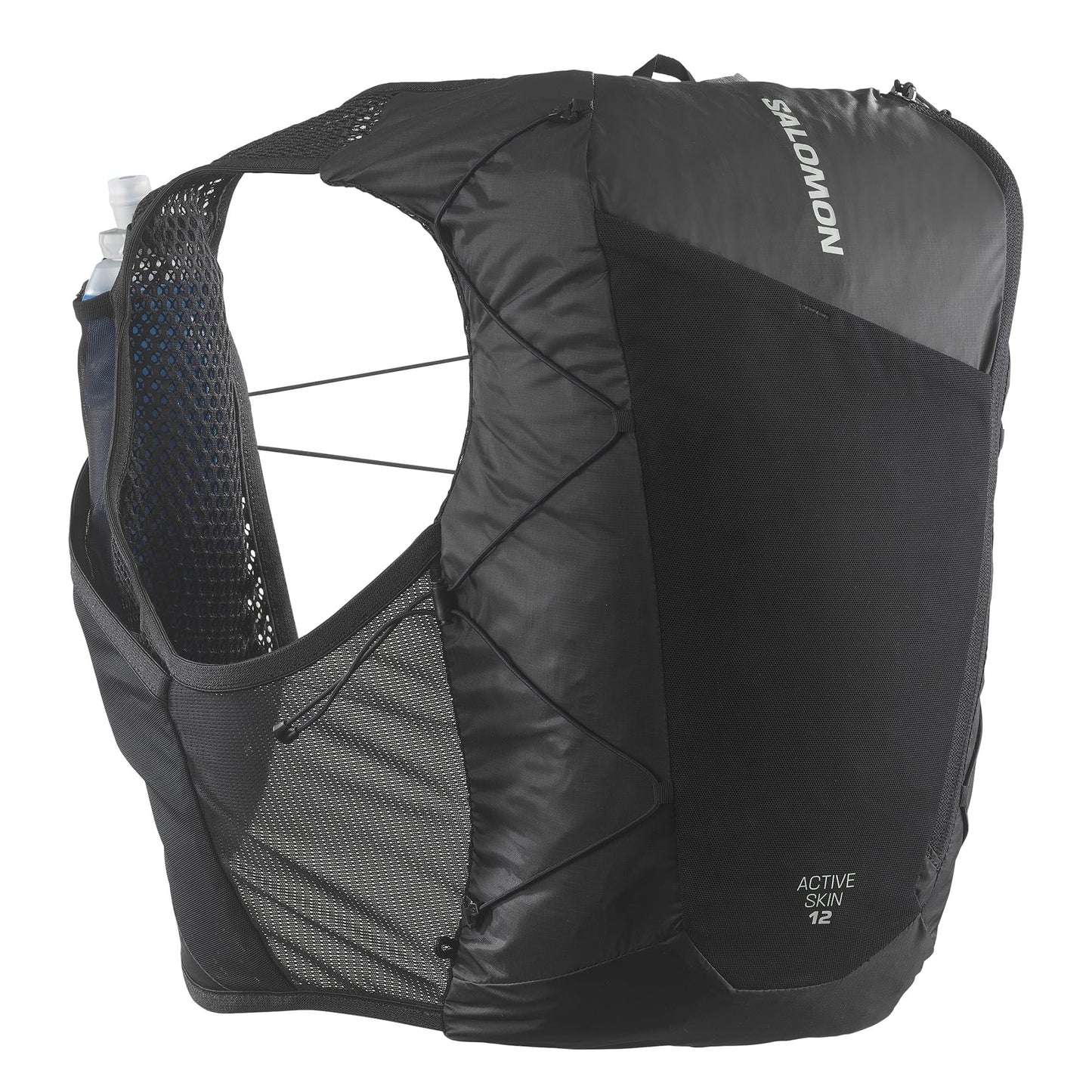 Salomon Unisex Active Skin 12, Hydration & Storage Vest with 500ml Flasks Included - Black / Metal - XS