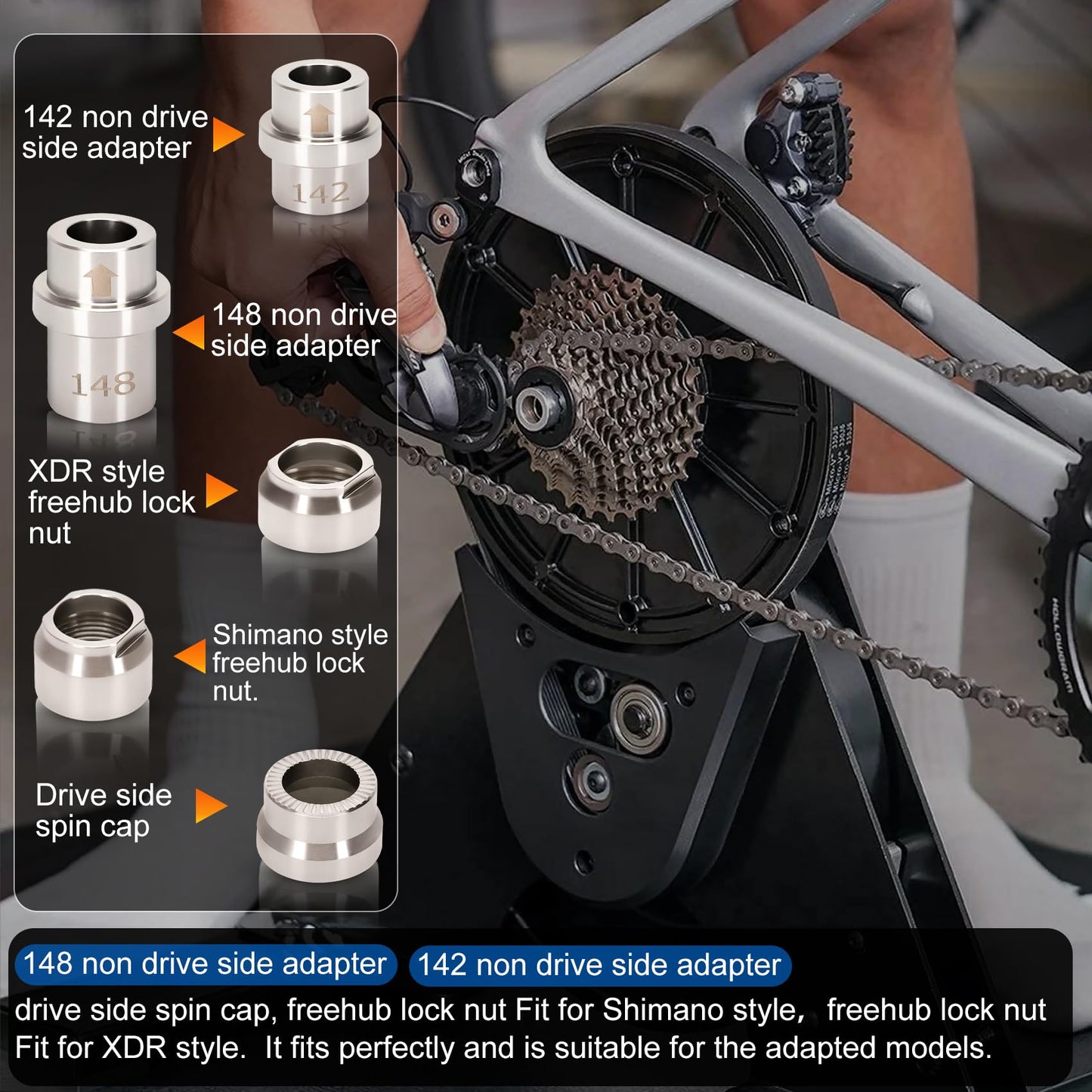Foinwer KICKR Thru Axle Adapter Kit, Compatible with Wahoo KICKR CORE and KICKR V4 and Newer Models, Fit for WFKICKRTHRUAXLEKIT, 2026 Upgrade Stainless Steel