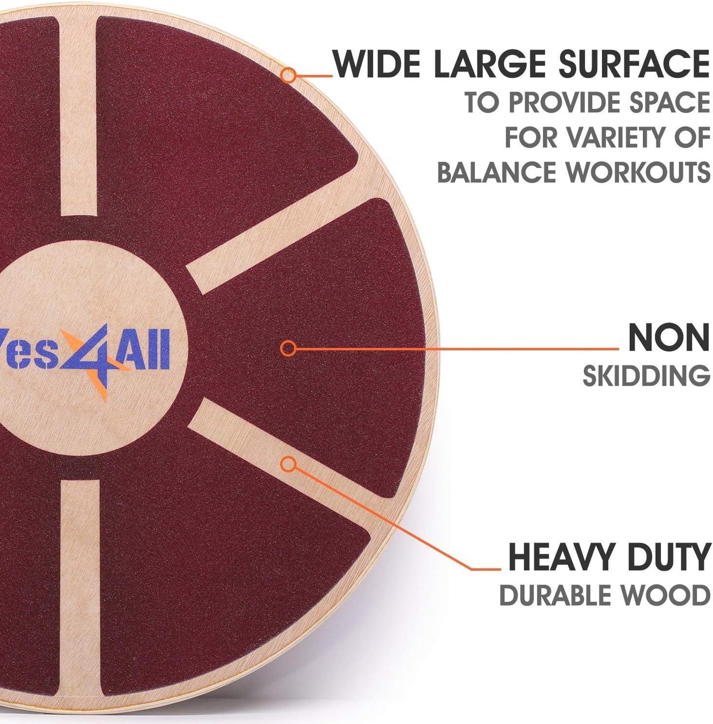 Yes4All Versatile Wooden Wobble Balance Trainer Board with 360 Degree Rotation - Red