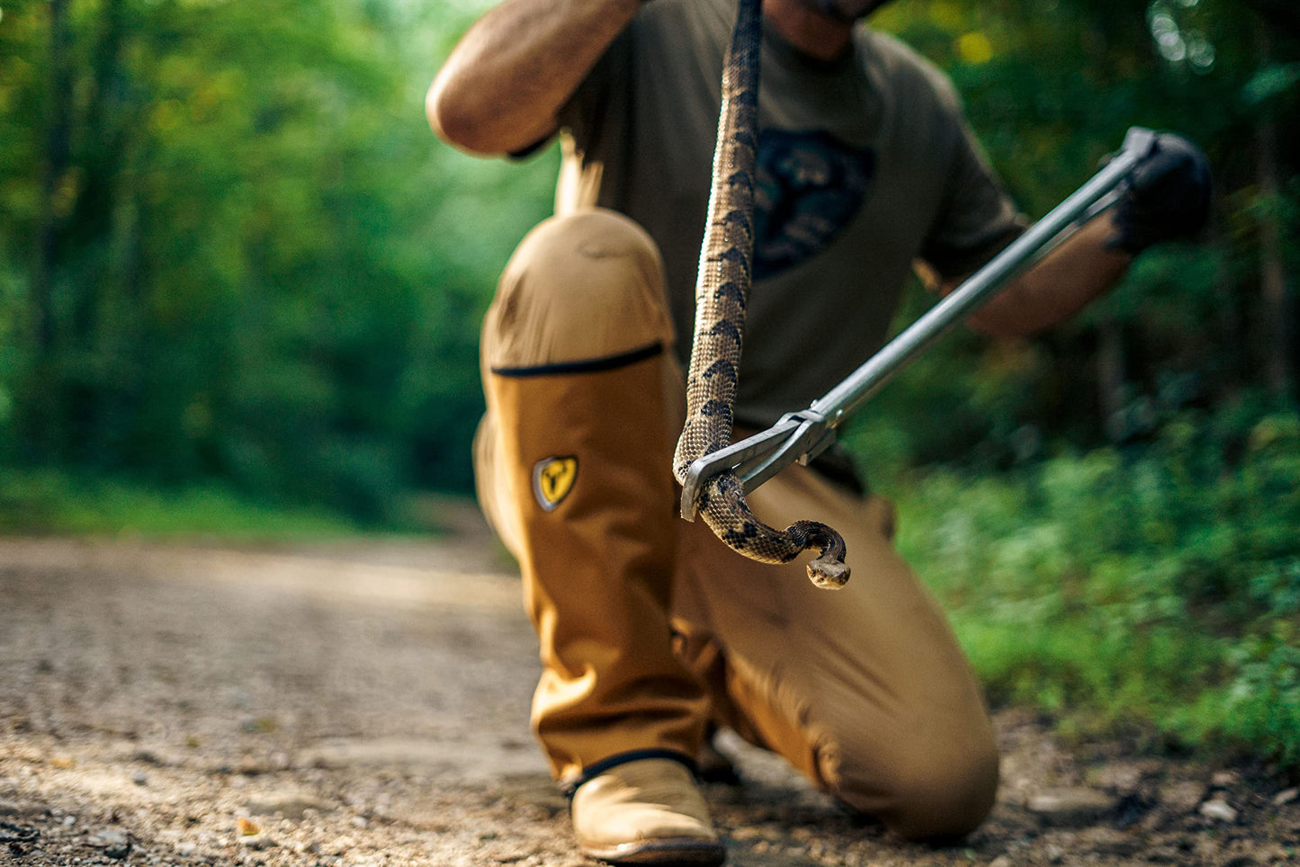 SCENTBLOCKER Snake Gaiters – Snake Bite Protection for Hunting, Hiking, Camping, Work for Men and Women (Buckskin, Regular)