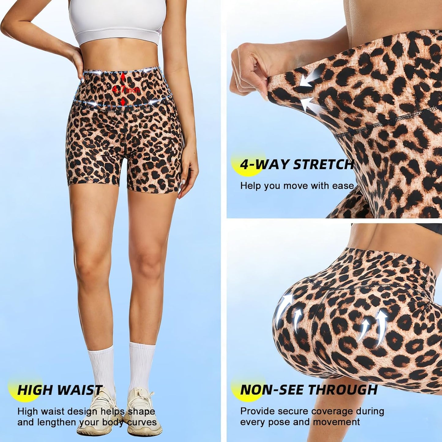 High Waisted Biker Shorts for Women - Tummy Control Fitness Yoga & Gym Shorts | 5" Inseam