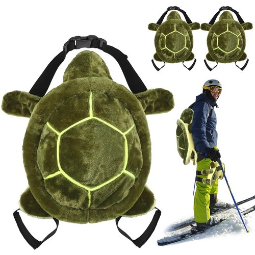 Junkin 3 Pcs Turtle Butt Pads for Snowboarding Ski Protective Gear Set Cute Turtle 3D Hip Protectors for Skating Tortoise Cushion Padded Turtle Knee Pad for Kid Adult Skiing Roller Protection (Green)