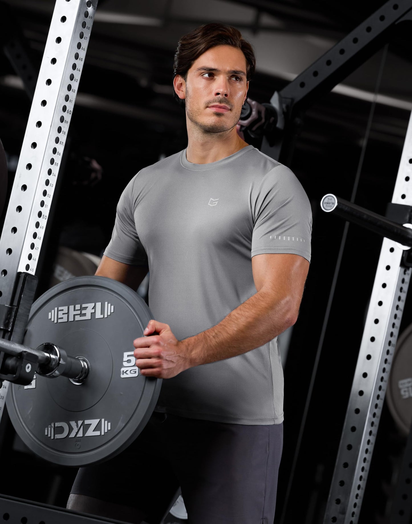 Men's Workout Breathable T-Shirts Dry Fit UPF 50+ Sun Shirts Quick Dry Cooling Tee for Athletic, Running, Hiking (Silver Grey, 4XL)