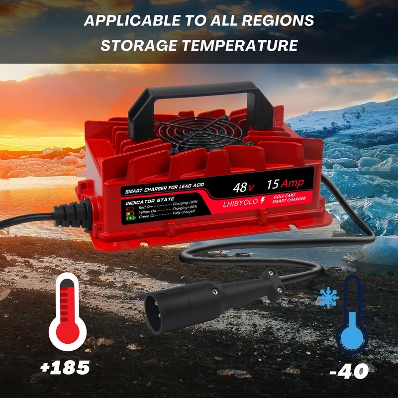 LHIBYOLO 48V Golf Carts Battery Charger for 15 AMP EZGO RXV & TXT, 4-6 Hours Full Charger, Club Car Charger 48 Volt,with 2008-Present EZGO RXV & 2014-Present TXT (48V 15A Club Car)