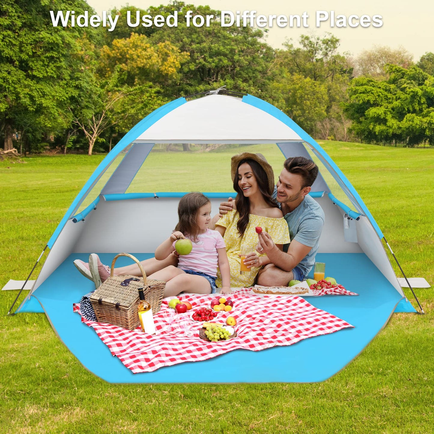 Gorich Beach Tent Sun Shelter for 3/4-5/6-7/8-10 Person with UPF 50＋ UV Protection, Lightweight & Easy Setup Beach Shade Canopy, Portable Beach Shade Tent Beach Cabana