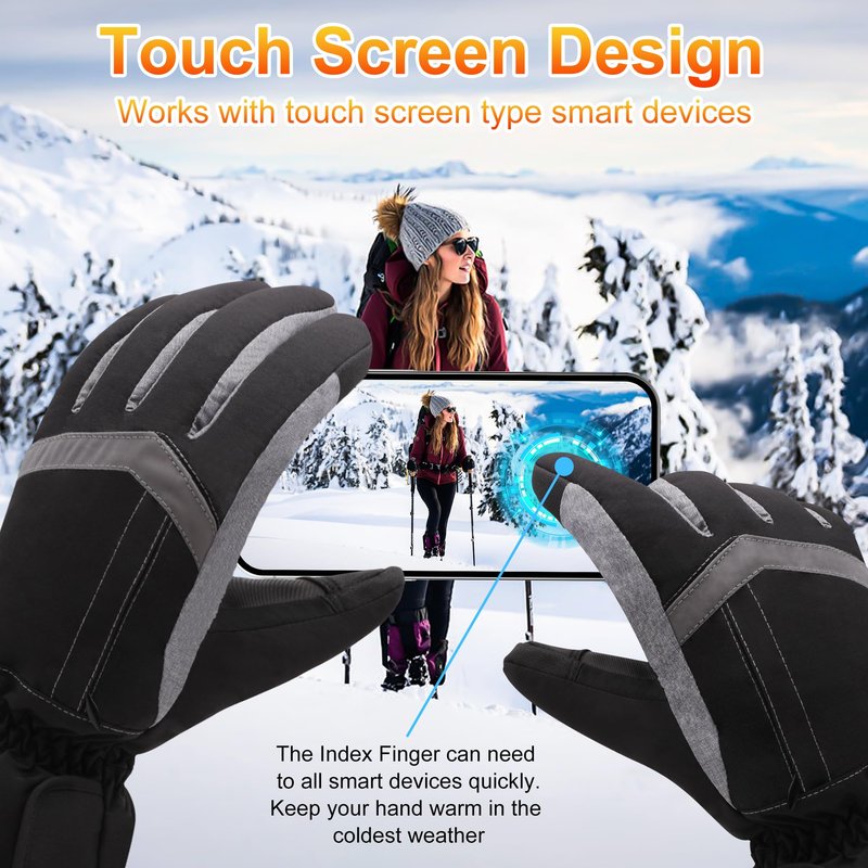 GEMSTONEGO Rechargeable Heated Gloves - New Upgrade, Electric Portable Battery Hand Warmers for Men Women, Waterproof Touchscreen Cold Weather Thermal Gloves for Driving,Camping,Hunting,Outdoor Work