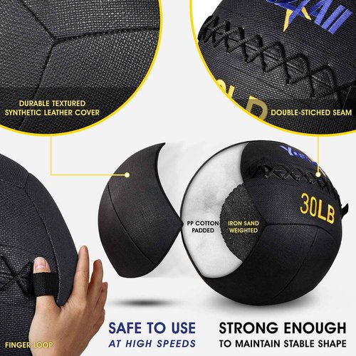 Yes4All Wall Ball - Soft Medicine Ball/Wall Medicine Ball for Full Body Workout and Strength Exercise 30LB