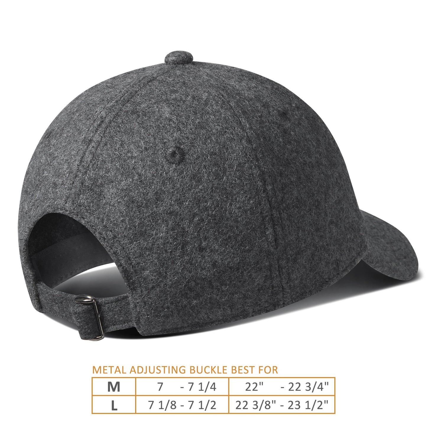 GADIEMKENSD Winter Baseball Caps Unstructured Wool Dad Hat Warm Trucker Hats Work Cap Workout Thick for Mens Womens 7 1/8-7 1/2 Dark Gray