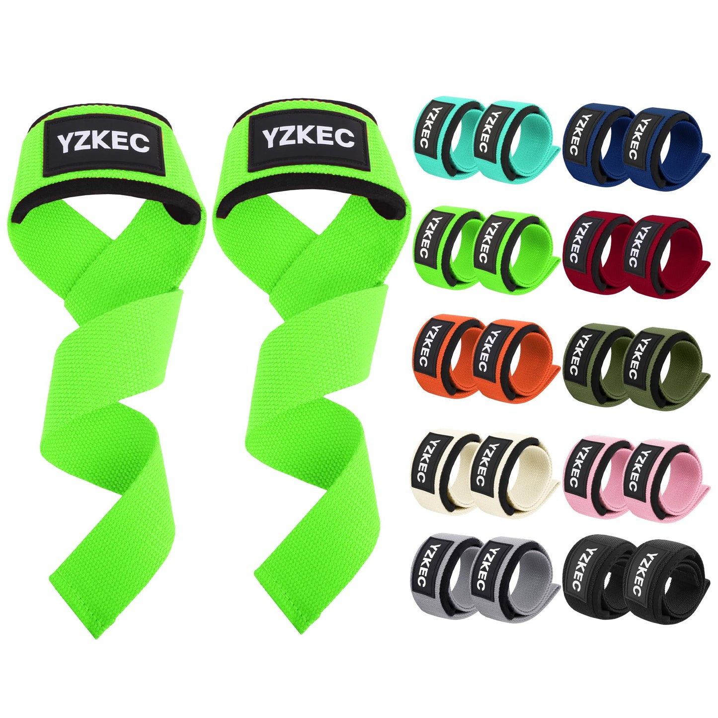 YZKEC 24" Cotton Weight Lifting Wrist Straps with Neoprene Cushioned Padded for Wrist Support and Protection，Weightlifting，Strength Training，Bodybuilding，Powerlifting，Dumbbell Workout，Men and Women