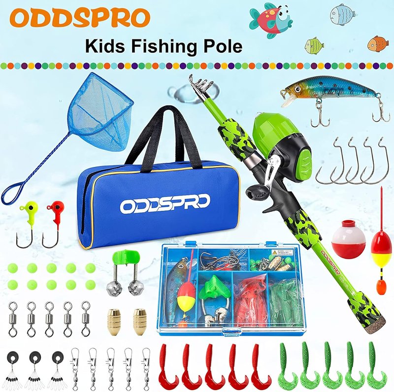Kids Fishing Pole - Portable Pink Telescopic Rod & Reel Combo Kit | Spincast Fishing Reel & Tackle Box for Girls
