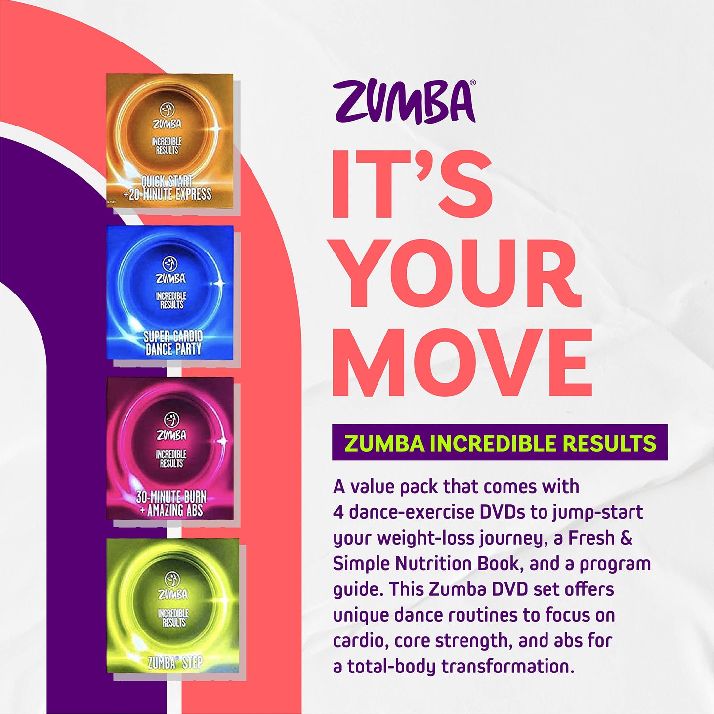 ZUMBA Incredible Results Weight-Loss Dance Workout DVDs and Guides Value Pack