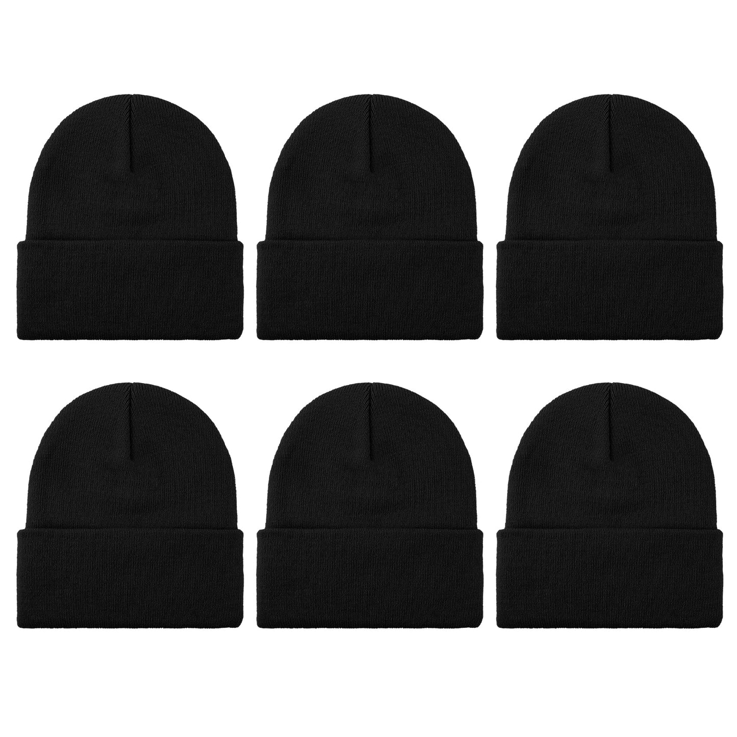 QPIXVB Black Beanie, Beanie, Black Beanie for Men, Black Beanies for Women, Winter Hats for Women, Beanie Hat, Stocking Cap, 6pcs Black Beanie Hats, Knit Hats for Women, Winter Beanies for Men